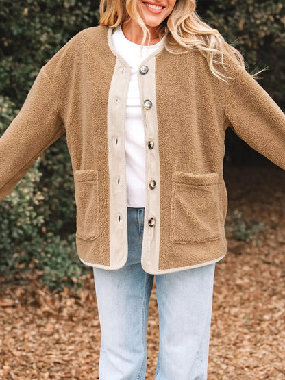 Women's Sherpa Jacket | Button-Down & Relaxed Fit