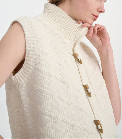 Women's Knit Top | Button Front & High Neck