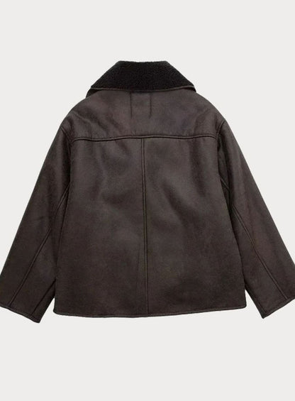 Coral | Women's Oversized Shearling-Lined Double-Breasted Jacket