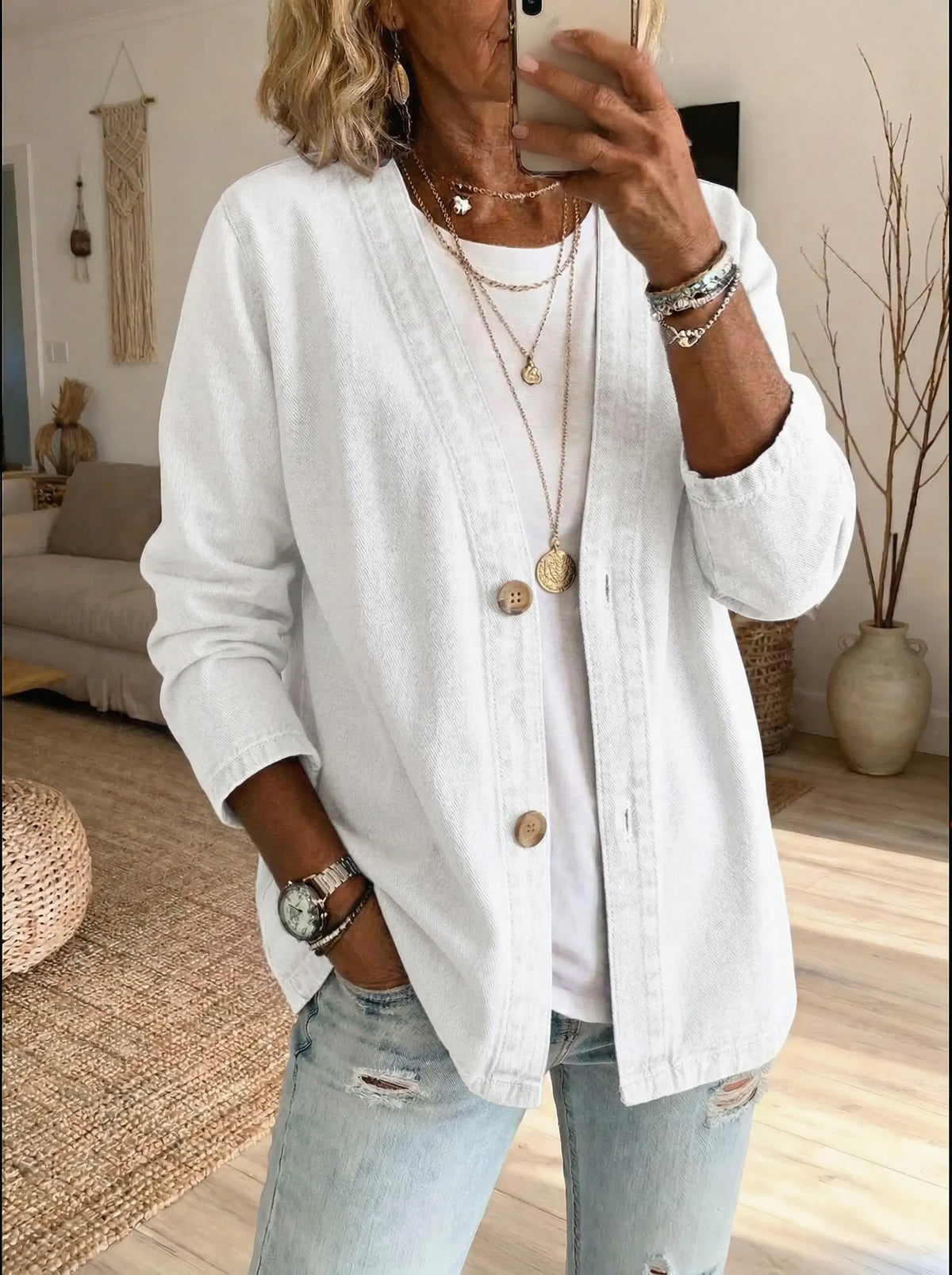 Women's Coat | Button-Up Front & Straight Fit