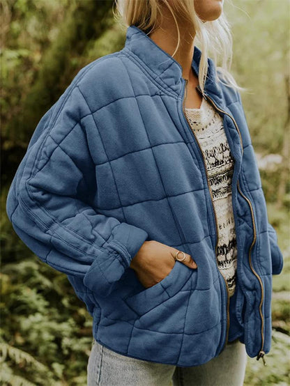 Women's Oversized Quilted Jacket | Full Zip & Stand Collar