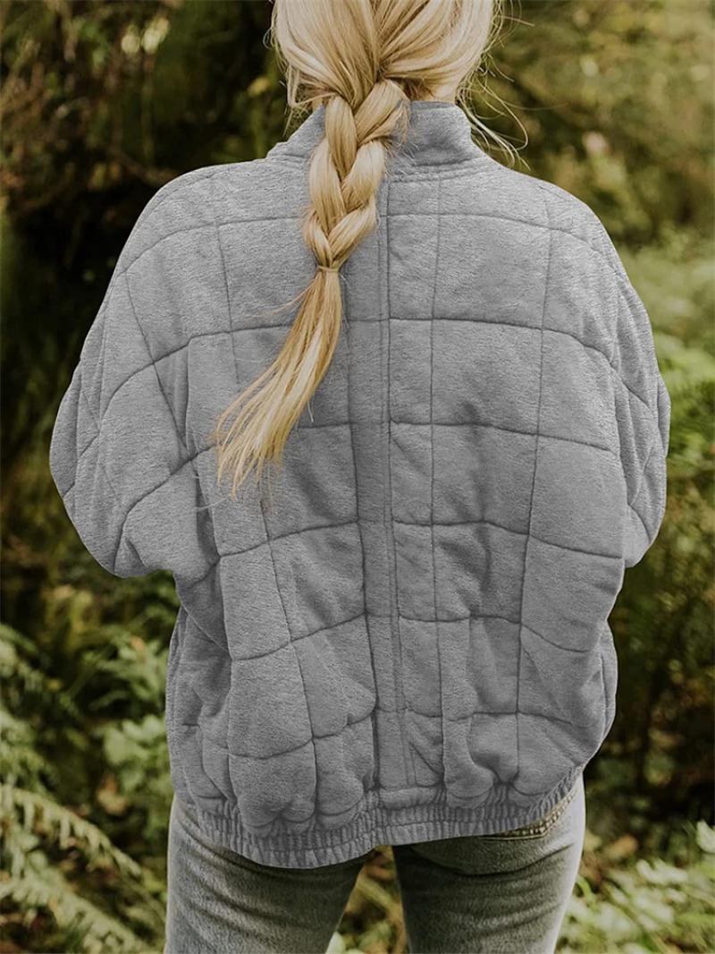 Women's Oversized Quilted Jacket | Full Zip & Stand Collar