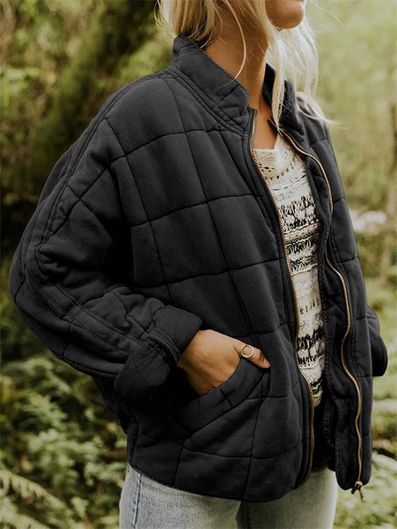 Women's Oversized Quilted Jacket | Full Zip & Stand Collar