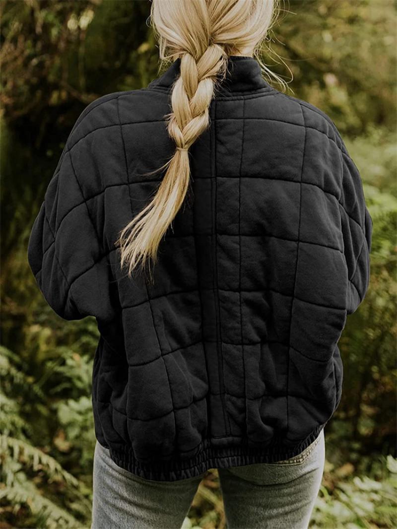 Women's Oversized Quilted Jacket | Full Zip & Stand Collar