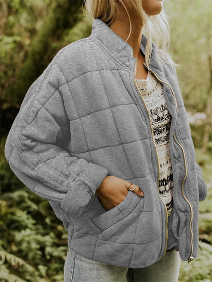 Women's Oversized Quilted Jacket | Full Zip & Stand Collar