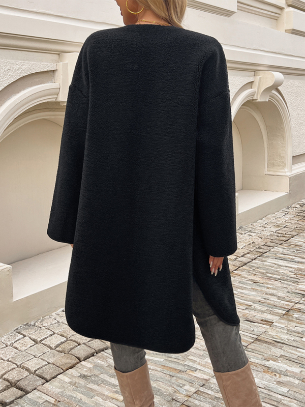 Women's Fluffy Coat | Button Fastening & Relaxed Fit 10