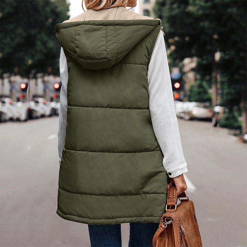 Women's Quilted Gilet with Hood | Long Length & Sleeveless 5