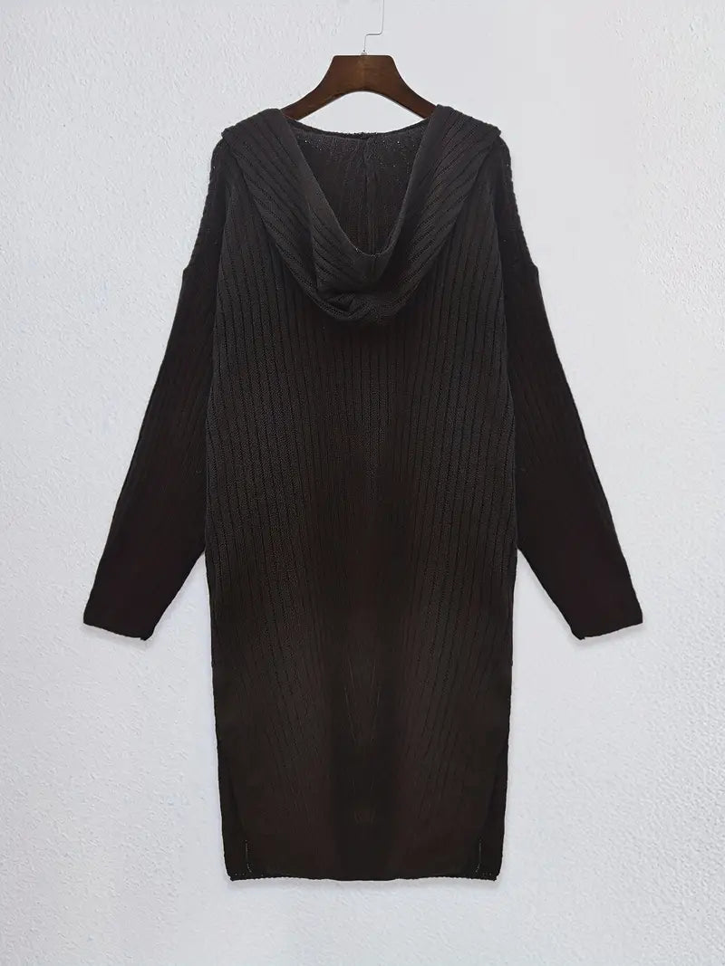 Women's Chunky Knit Cardigan | Hooded & Oversized Fit 2