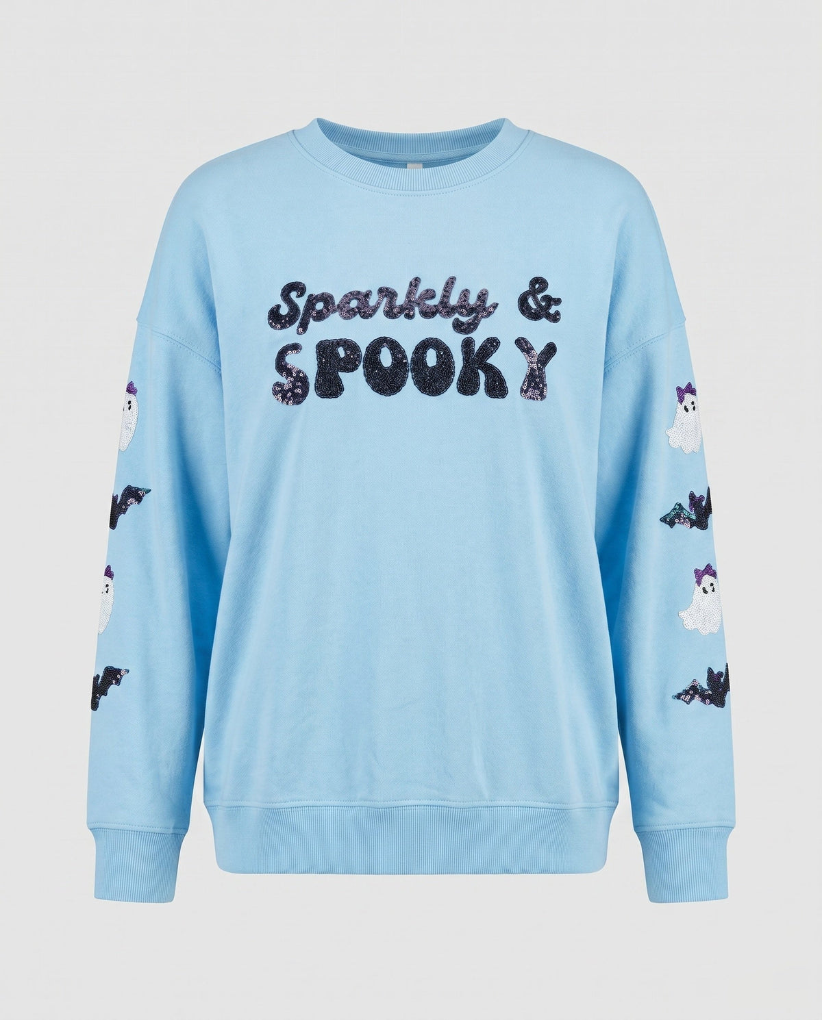 Women's Halloween Sweatshirt | Graphic Print & Embroidered Sleeves