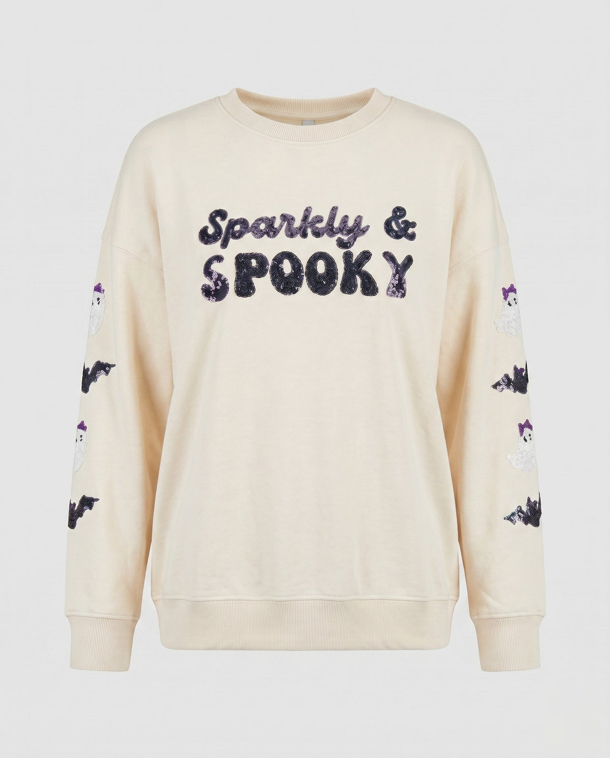 Women's Halloween Sweatshirt | Graphic Print & Embroidered Sleeves
