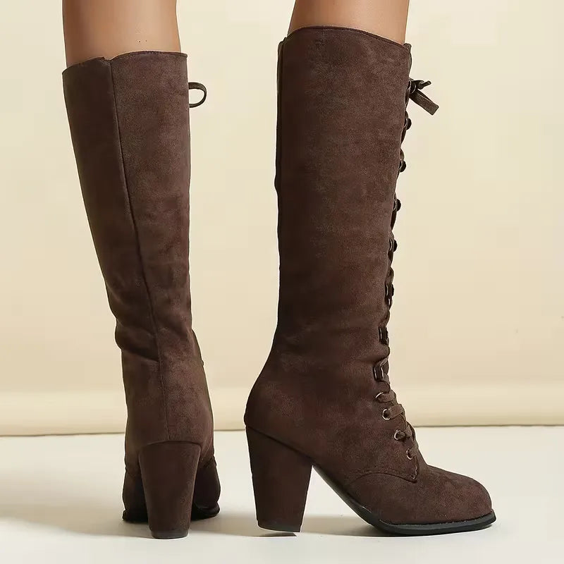 Women's Knee-High Lace-Up Boots | Block Heel & Secure Fit 7