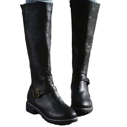 Women's Knee-High Boots | Block Heel & Buckle Strap 6