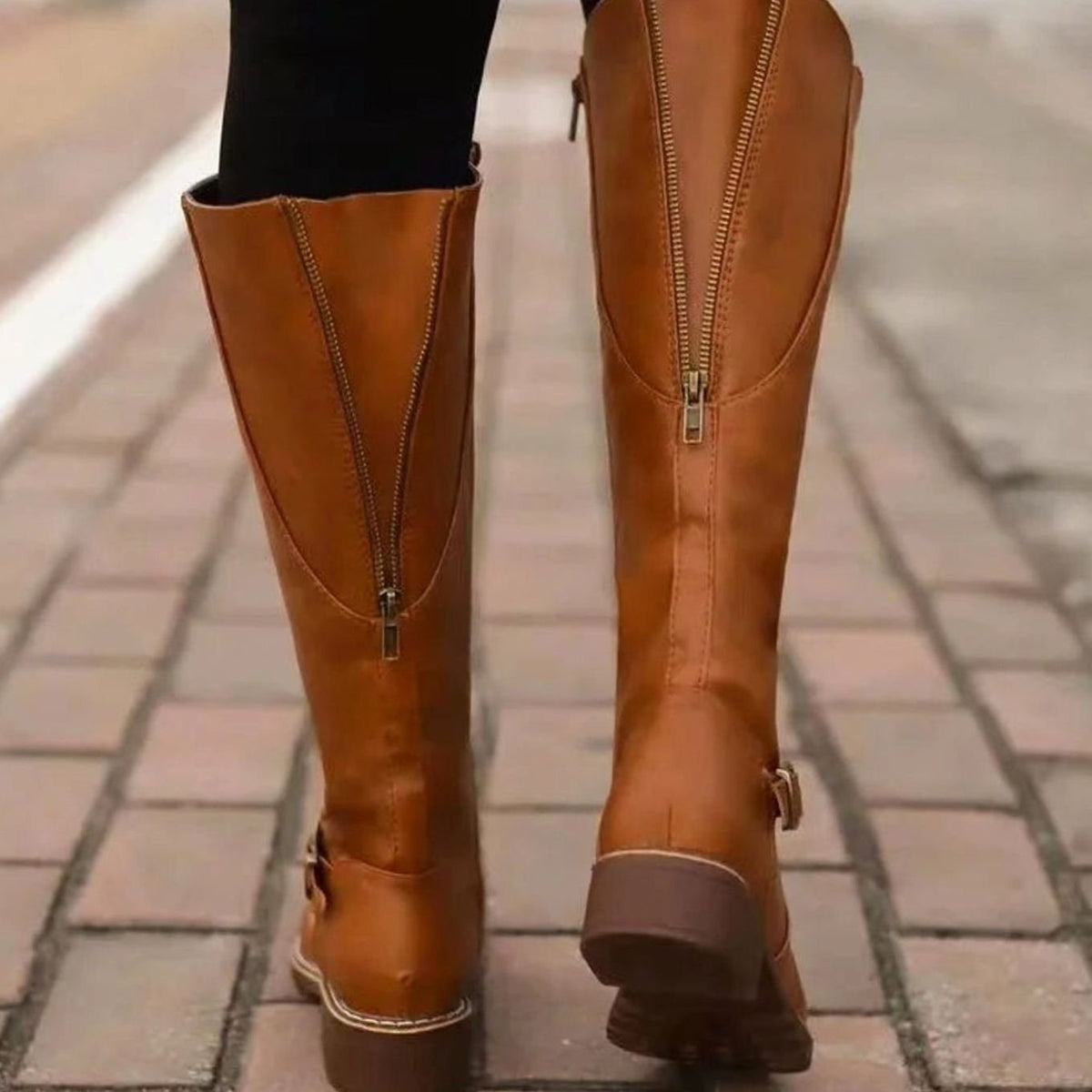 Women's Knee-High Boots | Block Heel & Buckle Strap 7