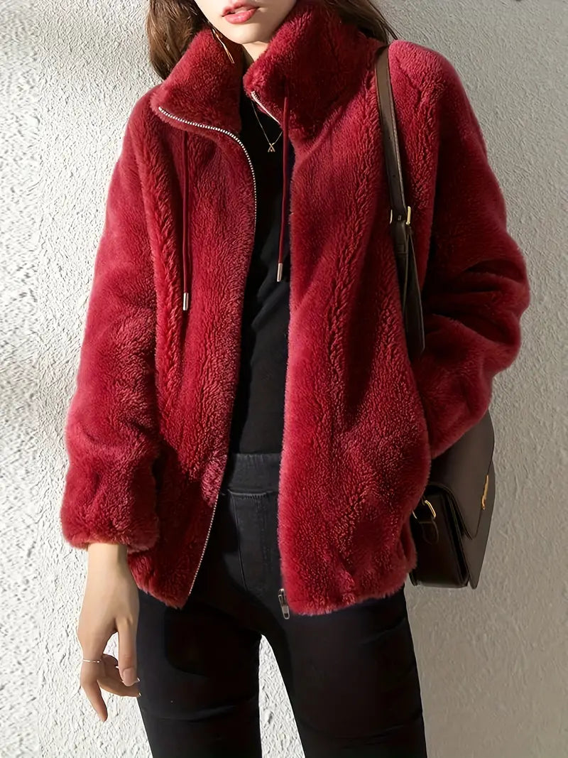Women's Short Jacket | Stand Collar & Relaxed Fit