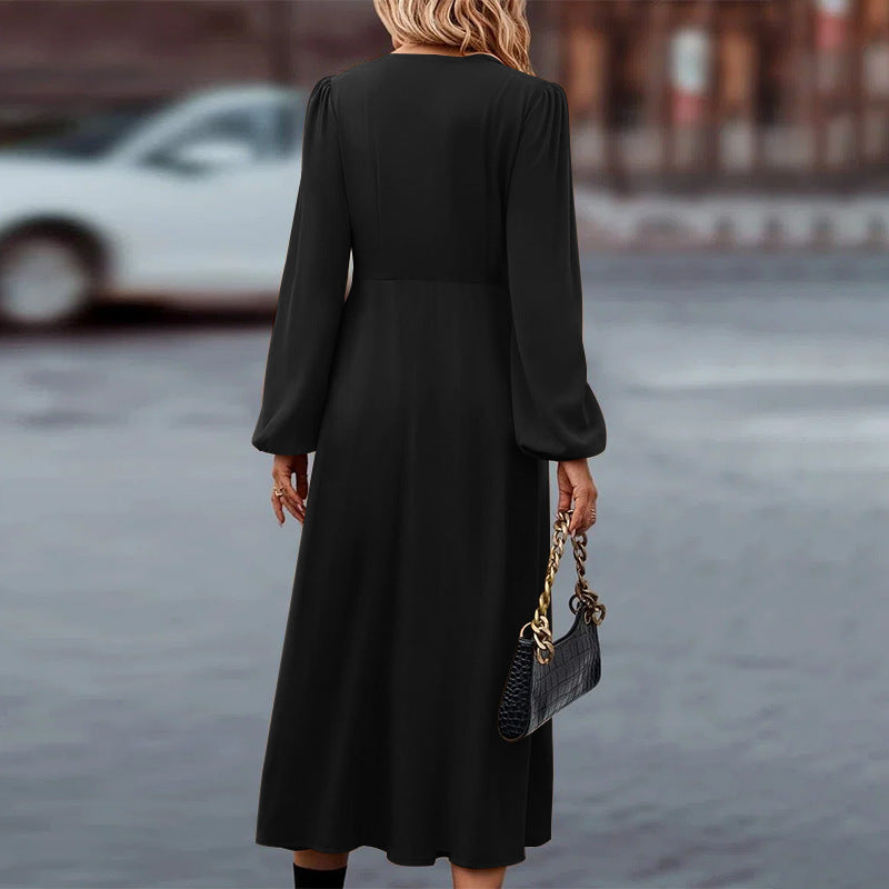 Women's Midi Dress | Button Front & Balloon Sleeves