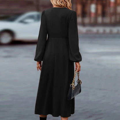 Women's Midi Dress | Button Front & Balloon Sleeves