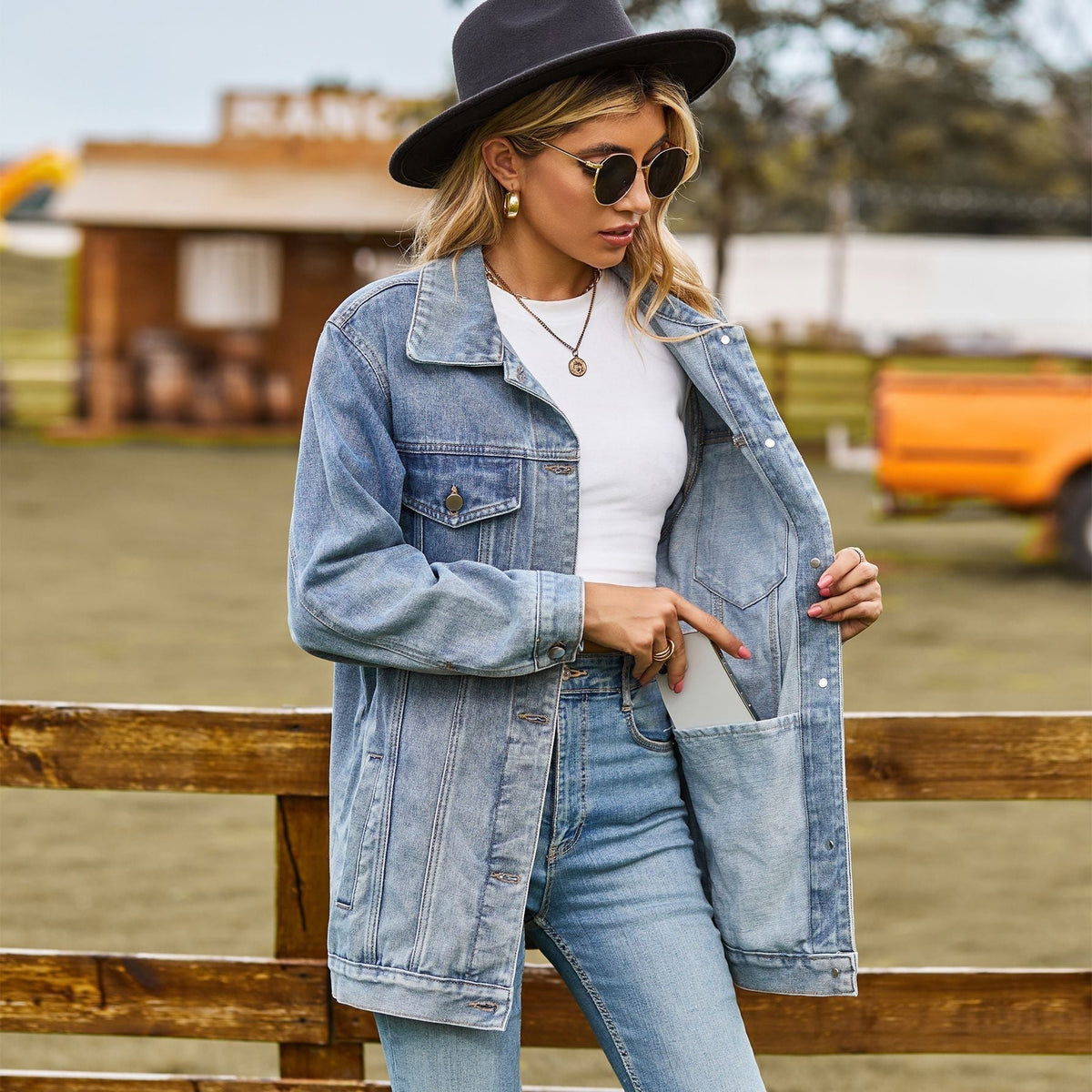 Women's Long Jacket | Revere Collar & Roomy Pockets 5
