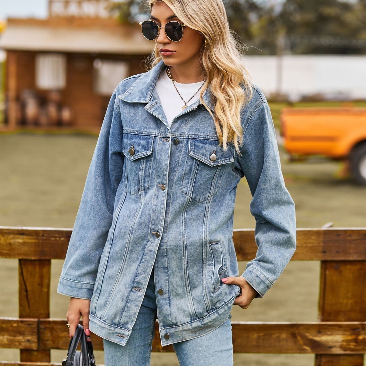 Women's Long Jacket | Revere Collar & Roomy Pockets 6