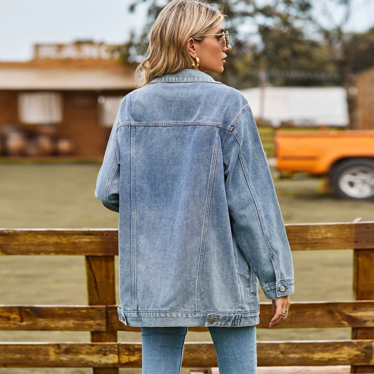 Women's Long Jacket | Revere Collar & Roomy Pockets 7