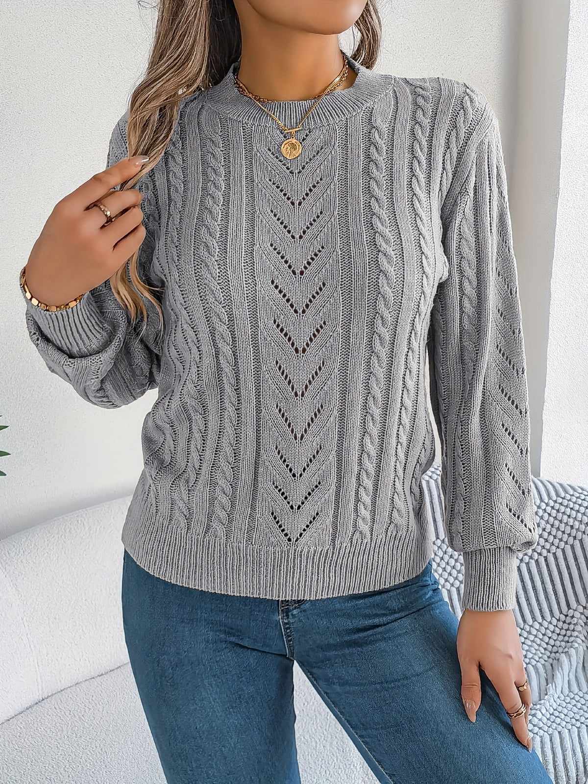 Women's Cable Knit Jumper | Chunky Knit Comfort 10