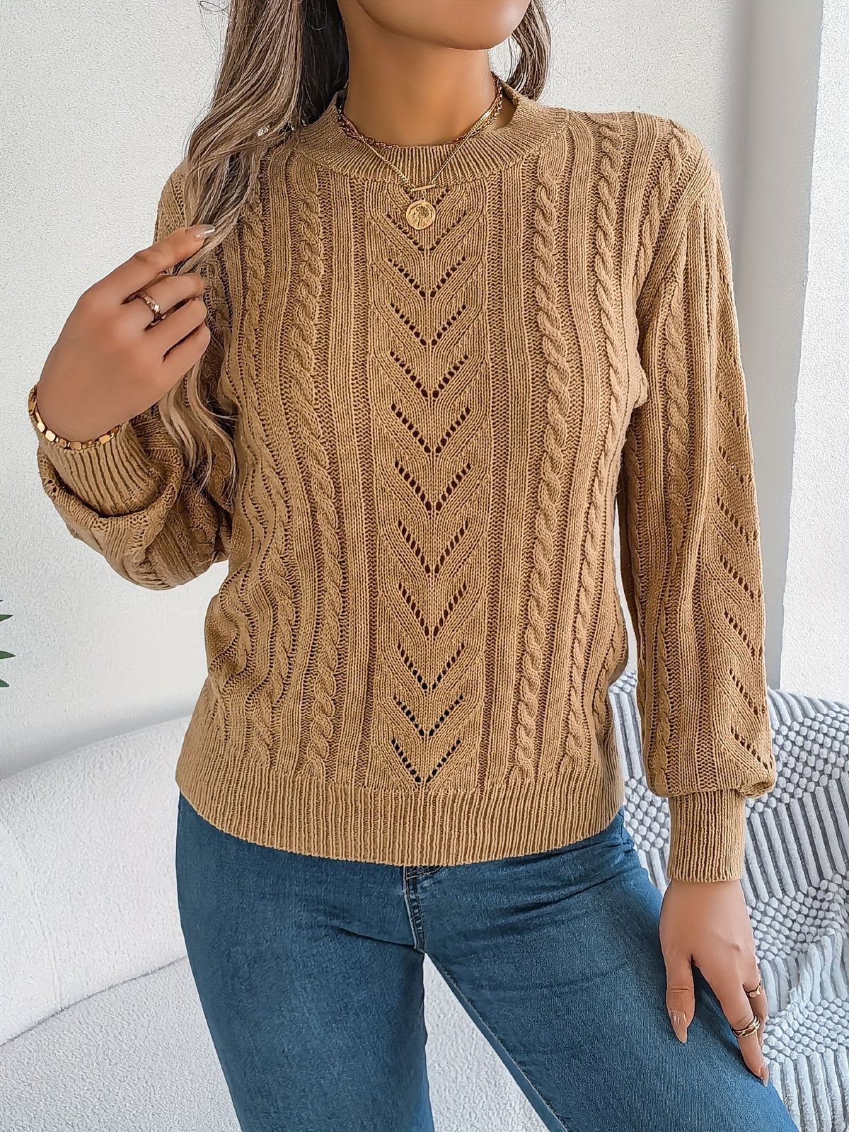 Women's Cable Knit Jumper | Chunky Knit Comfort 4