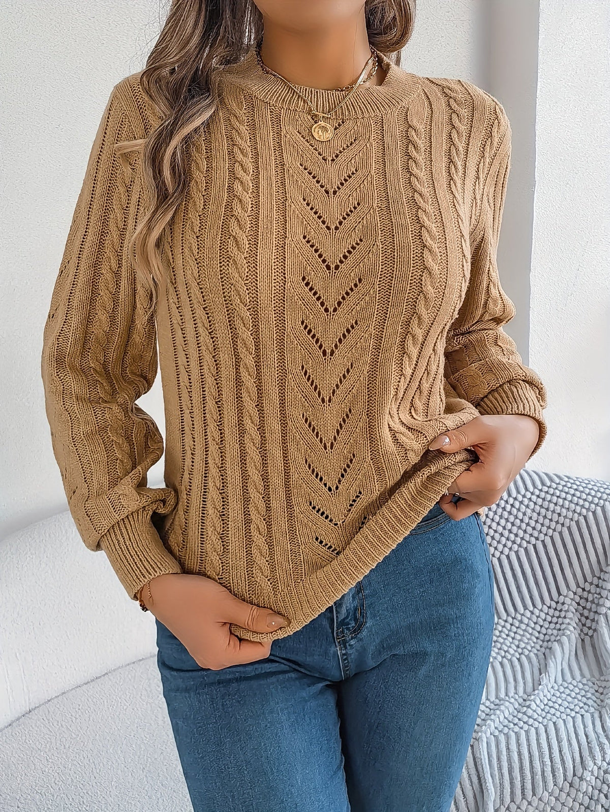 Women's Cable Knit Jumper | Chunky Knit Comfort 6