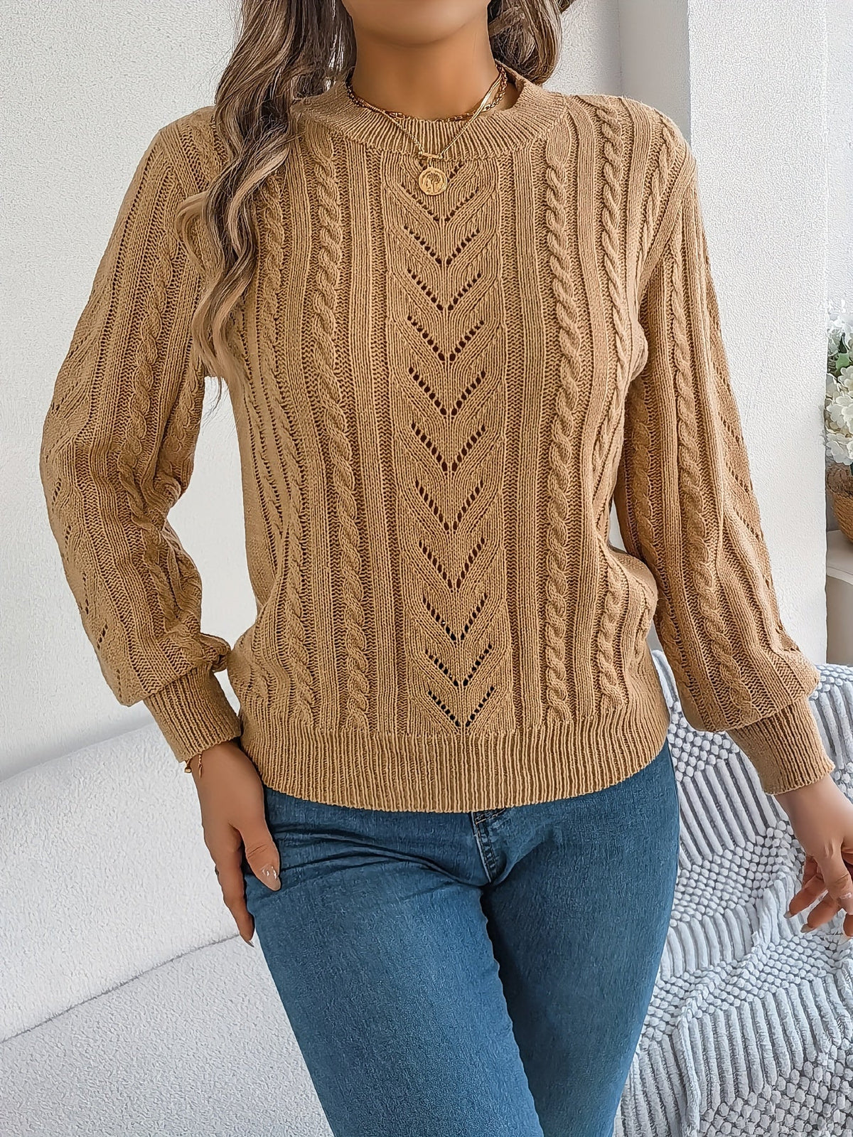 Women's Cable Knit Jumper | Chunky Knit Comfort 8
