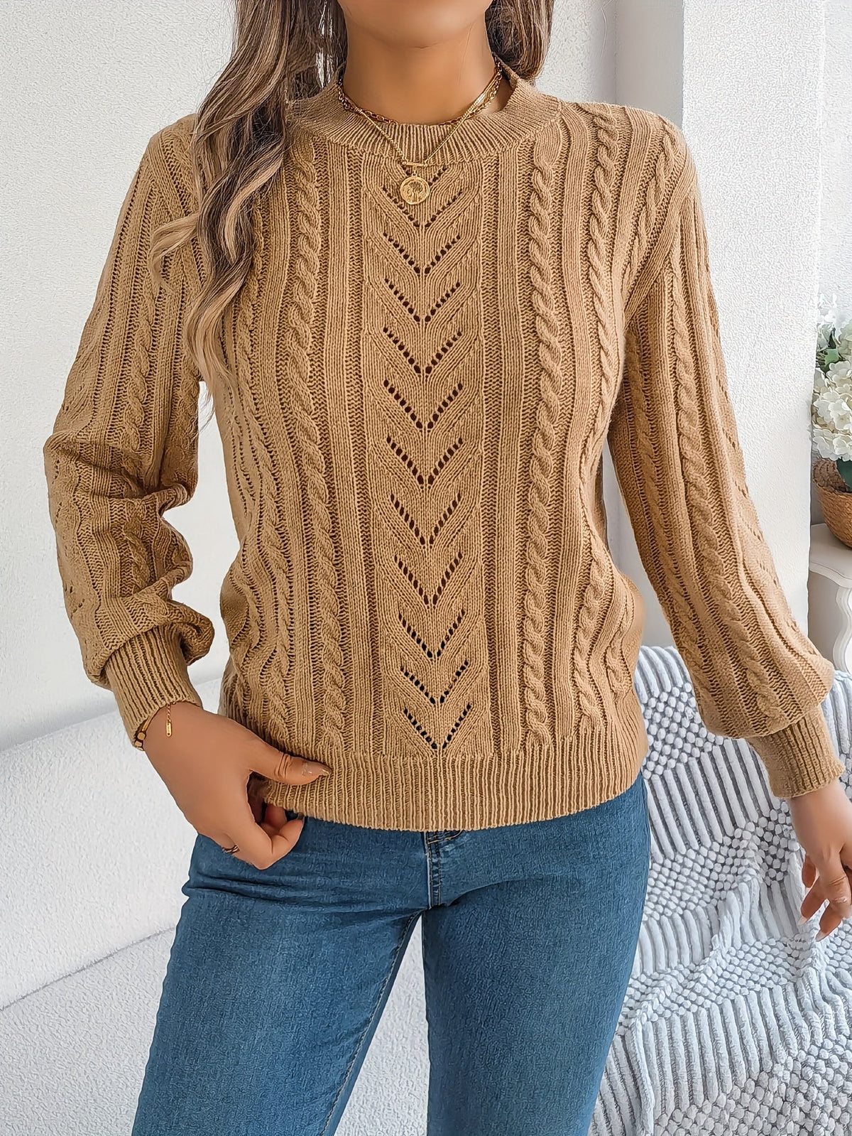 Women's Cable Knit Jumper | Chunky Knit Comfort 9
