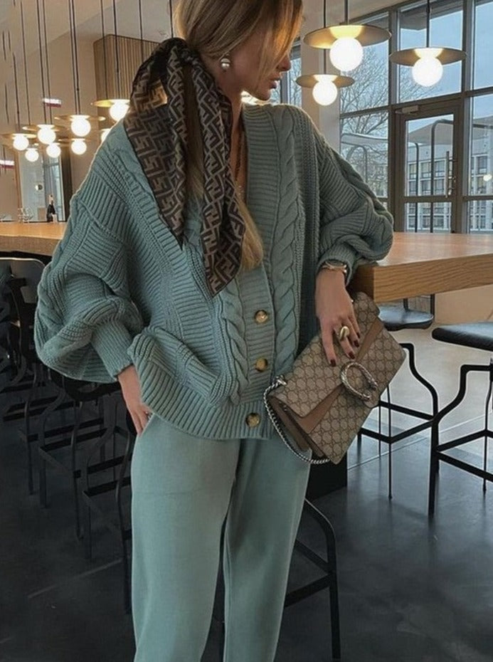 Women's Lounge Set | Button-Up Cardigan & Jogger Set