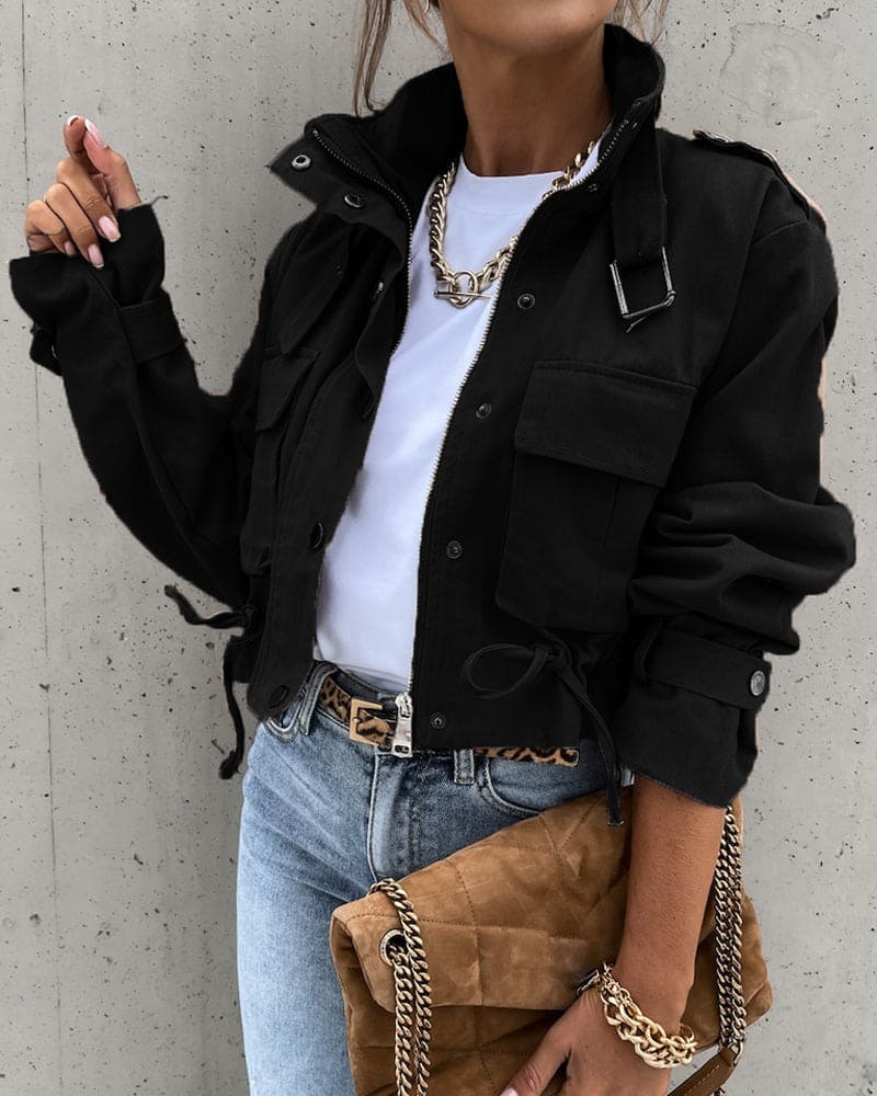 Image of Danielle | Women's Cropped Button-Down Utility Jacket