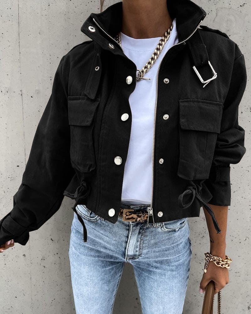 Image of Danielle | Women's Cropped Button-Down Utility Jacket