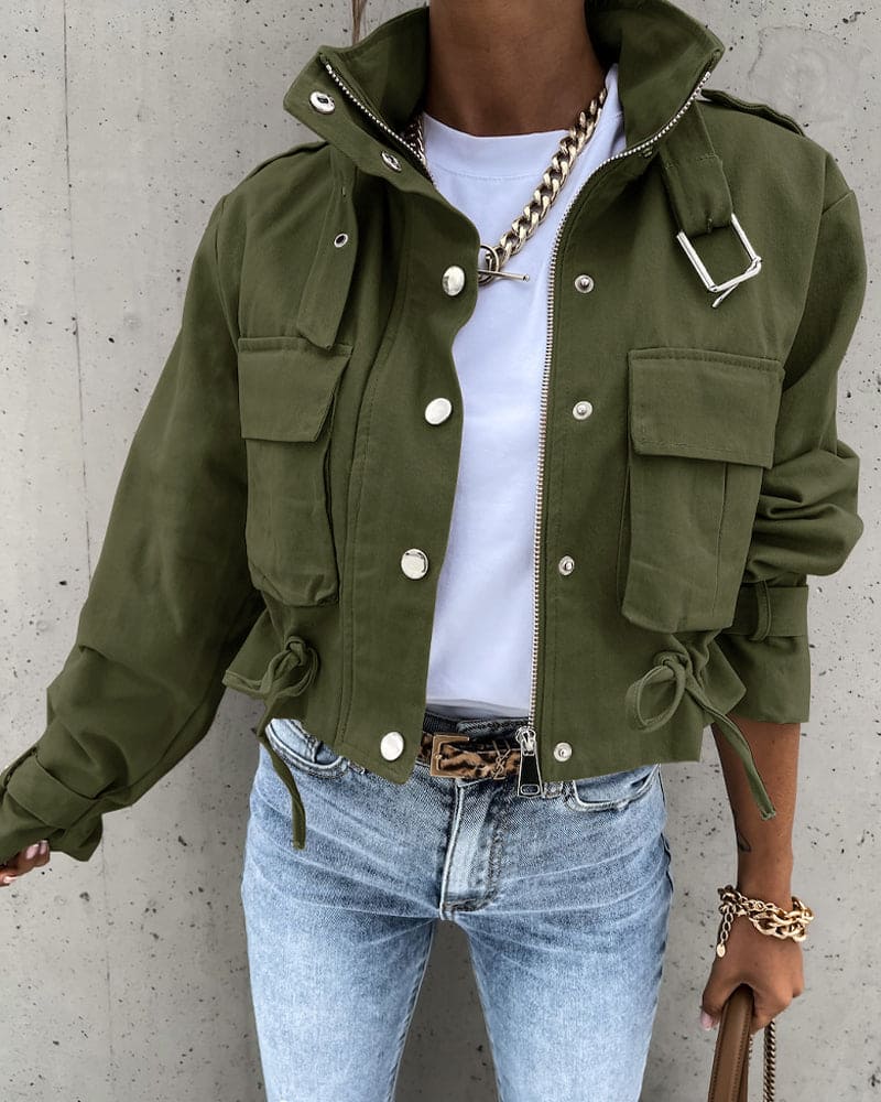 Image of Danielle | Women's Cropped Button-Down Utility Jacket