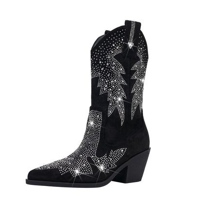 Image of Dorothy | Women's Embellished Mid Calf Pointed Toe Boots
