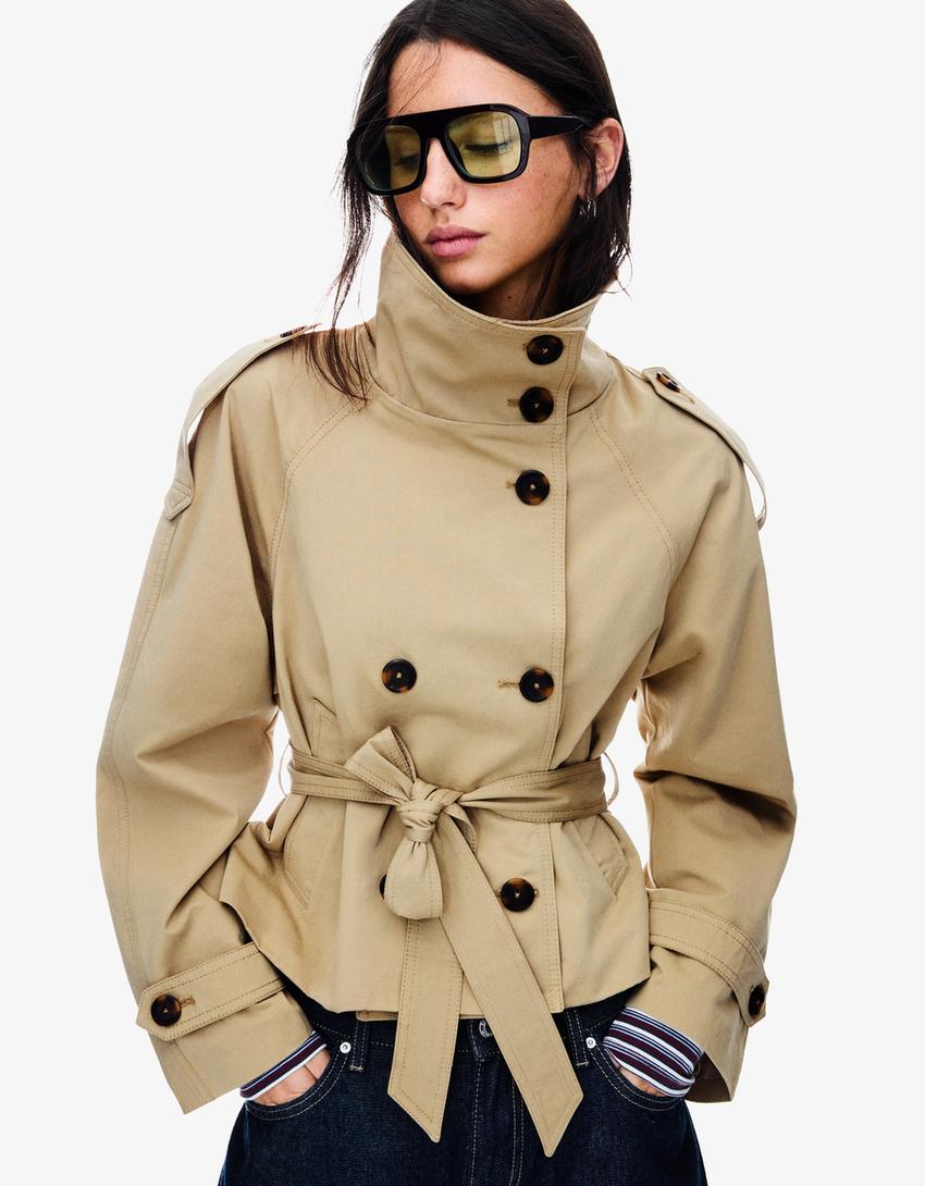 Women's Cropped Trench Coat | Tailored Fit for Autumn 1