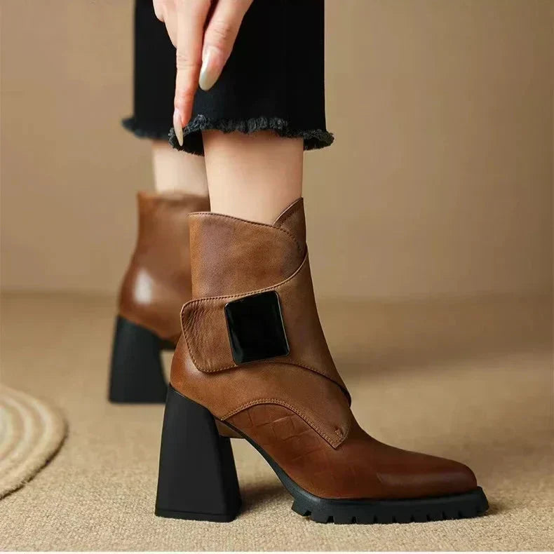 Women's Ankle Boots | Block Heel & Strap Detail 9
