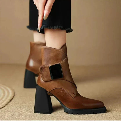 Women's Ankle Boots | Block Heel & Strap Detail 9