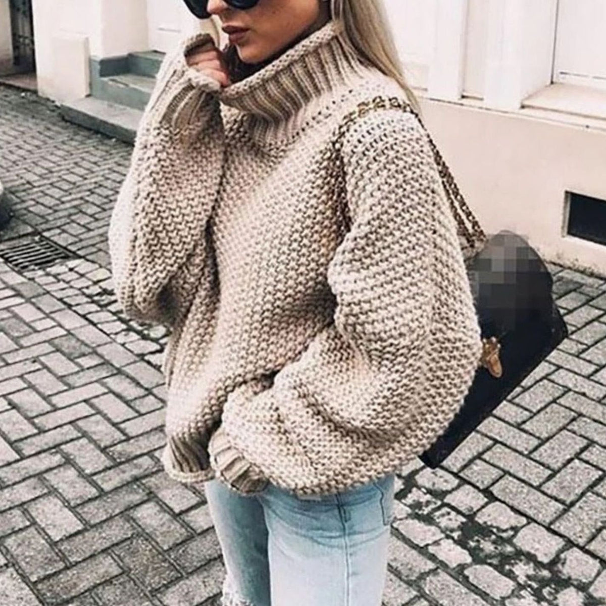 Ginger | Women's Oversized Chunky Knit Turtleneck Sweater