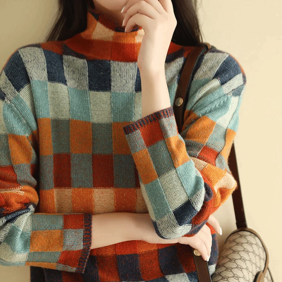 Image of Greta | Women's Turtleneck Color Block Sweater