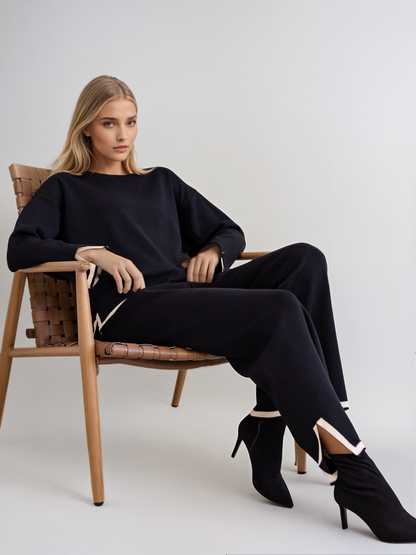 Women's Long Sleeve Two-Piece Set | Relaxed Fit & Elastic Waist 1