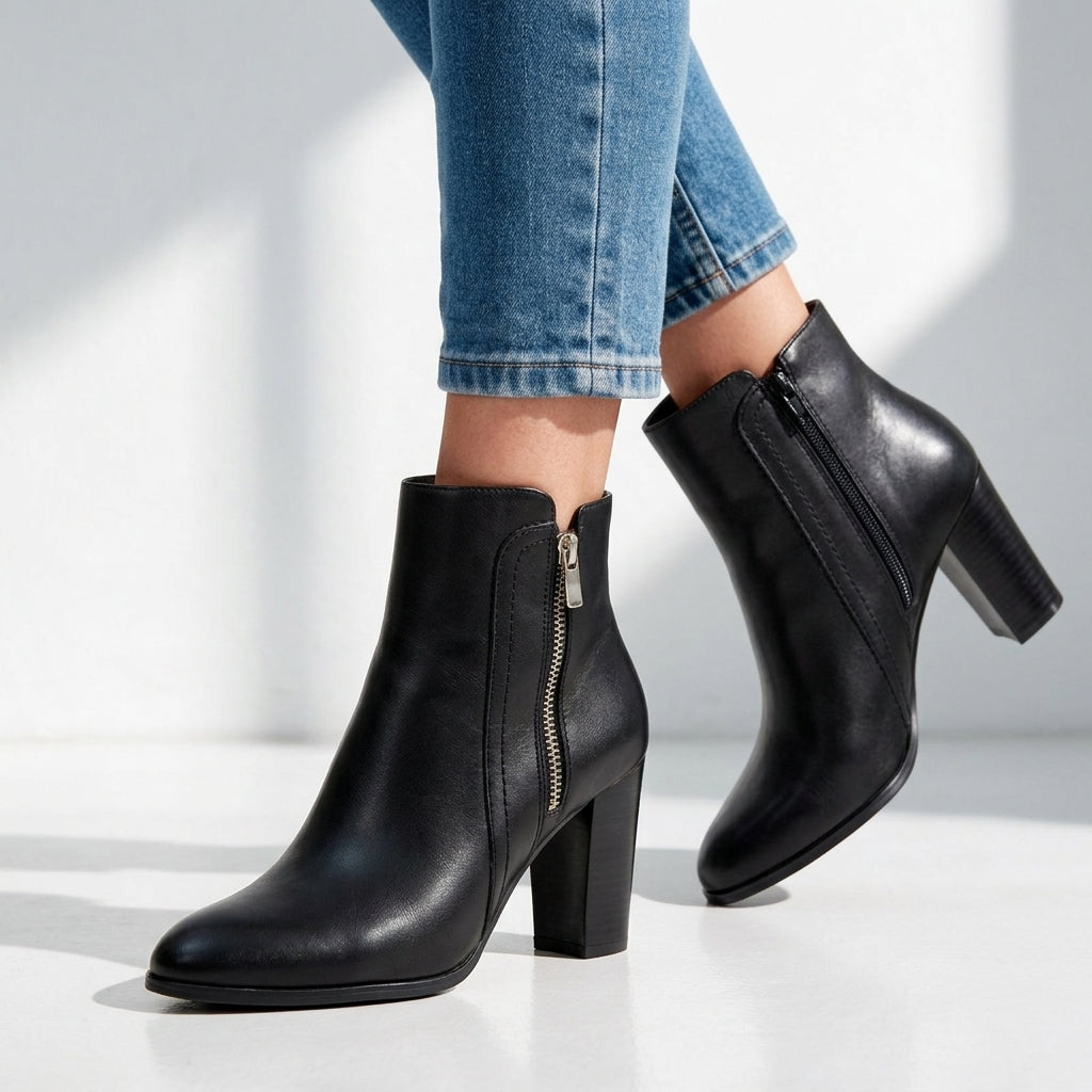 Women's Block Heel Ankle Boots | Side Zip & All-Day Comfort 2