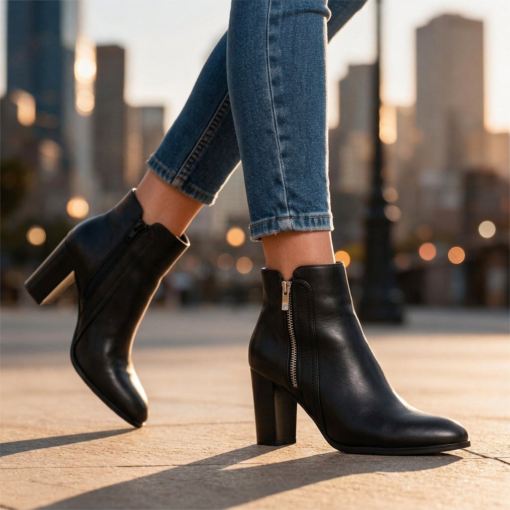 Women's Block Heel Ankle Boots | Side Zip & All-Day Comfort 4