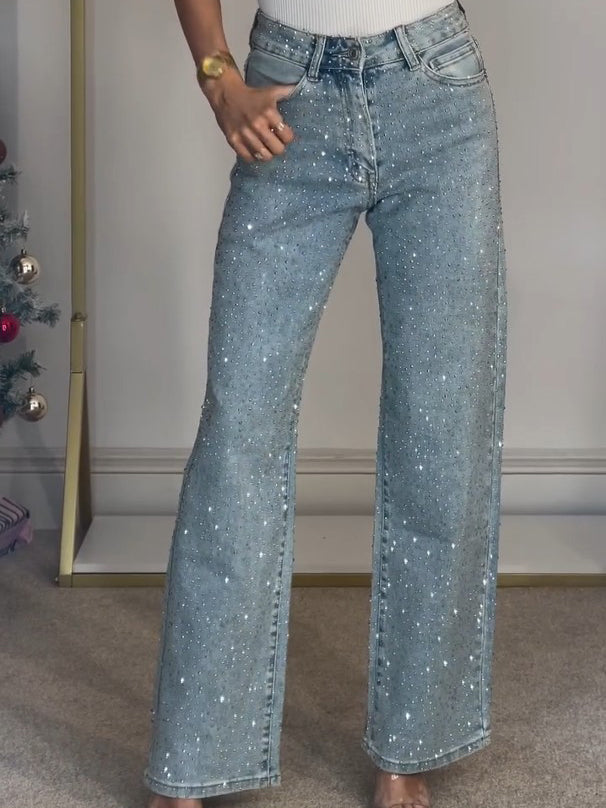 Women's Wide Leg Jeans | Shiny Finish & High Waist 1