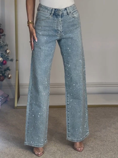 Women's Wide Leg Jeans | Shiny Finish & High Waist 2