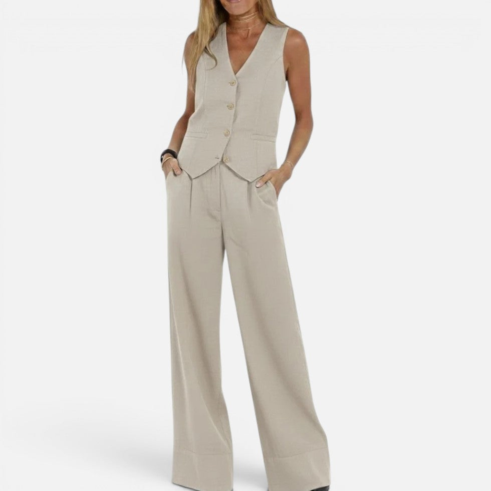 Women's Waistcoat & Wide Leg Trouser Set | Tailored & Versatile 1