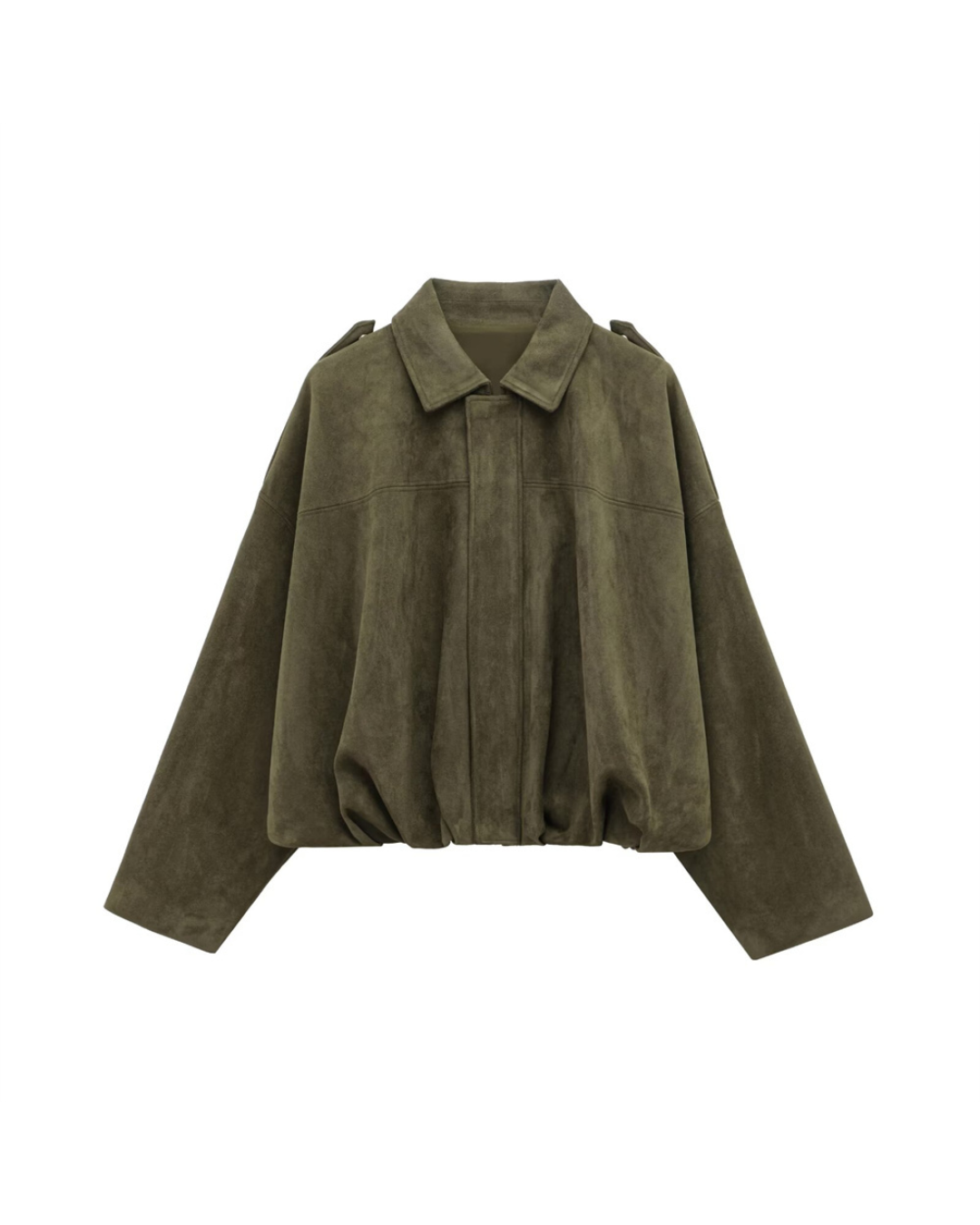 Women's Cropped Oversized Jacket | Collared & Blouson Sleeve Design