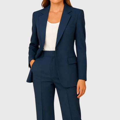 Jill | Women's Tailored Single-Button Blazer Suit Set Straight-Leg Pants