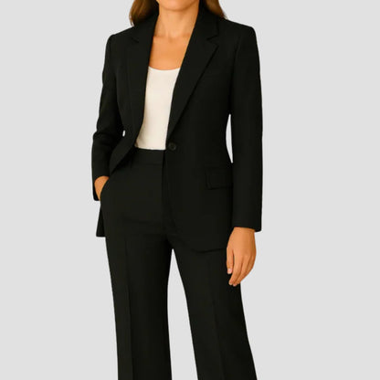 Jill | Women's Tailored Single-Button Blazer Suit Set Straight-Leg Pants