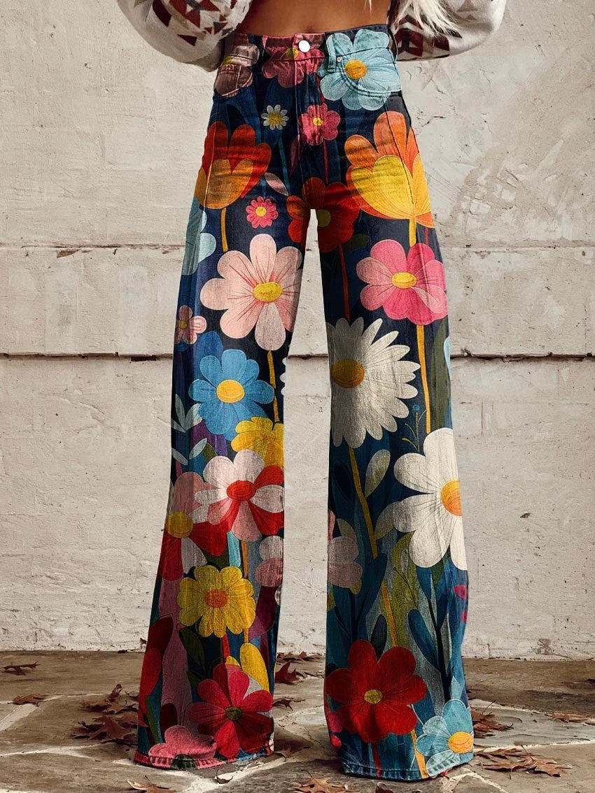 Women's Wide-Leg Trousers | Bold Retro Print 5