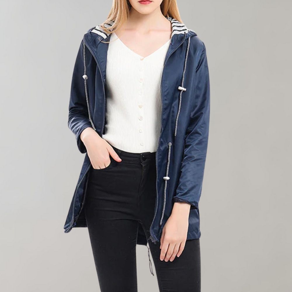 Women's Hooded Jacket | Drawstring Waist & Zip Front