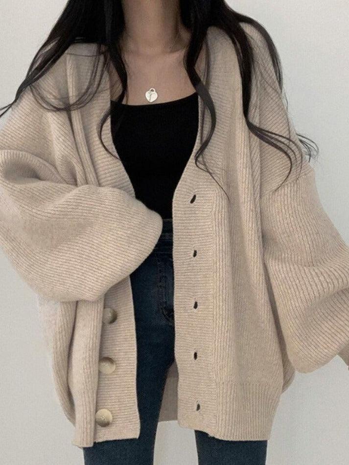 Image of Karen | Women's Oversized Button-Front Cardigan